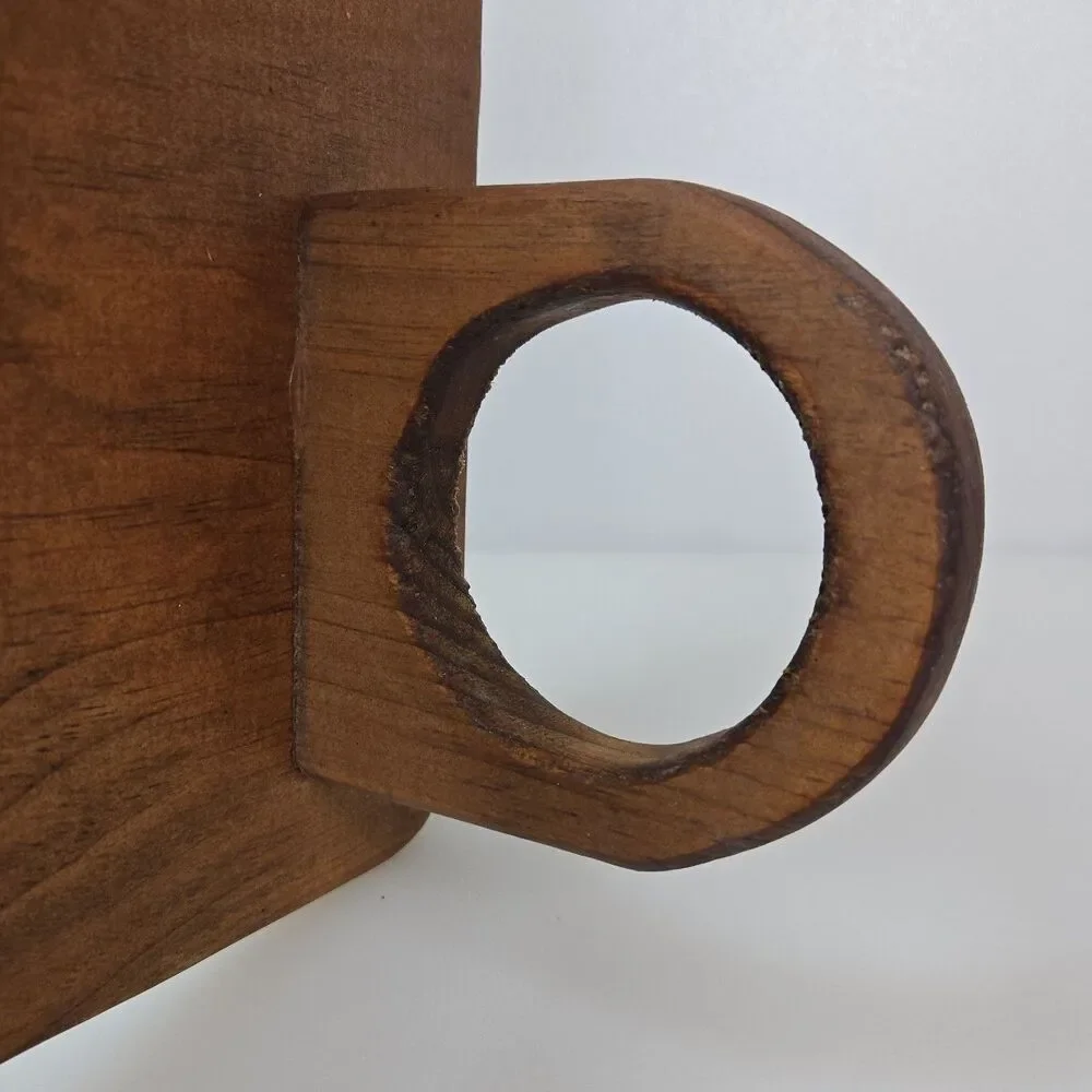 Vintage Wood Wall Mount Hair Dryer Curling Iron Holder Rustic Bathroom Organizer